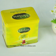 Custom Rectangular Yellow Metal Green Tea Packaging Conjunto de lata